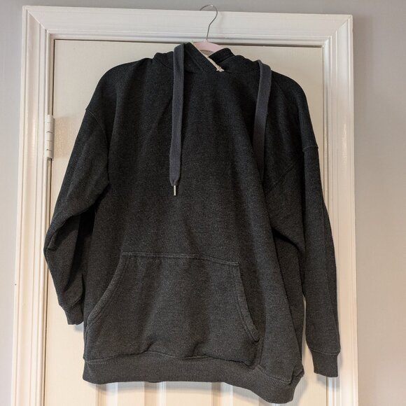 Aerie dark gray sweatshirt with fuzzy hood - Picture 1 of 5